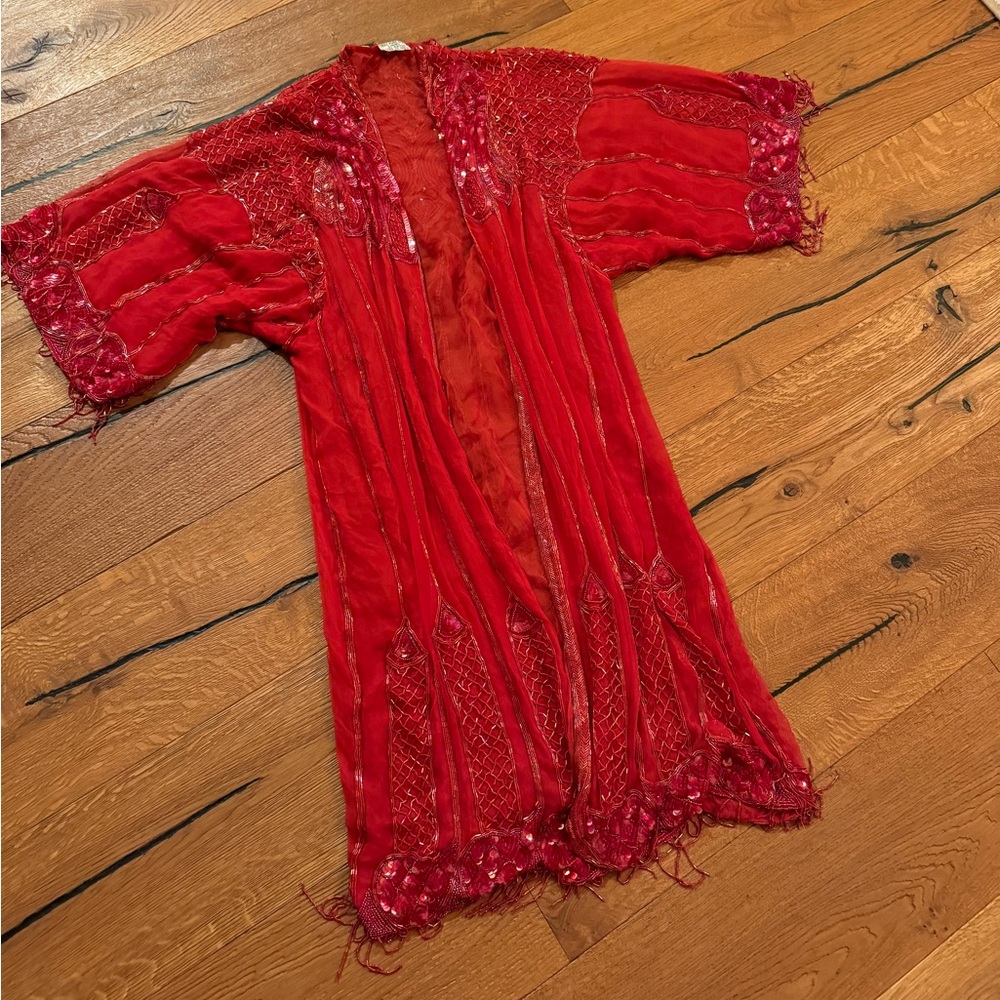 Silk beaded vintage robe